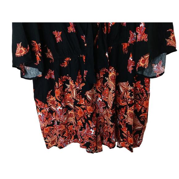 New City Chic XXL 24 Boho Border Print Romper Playsuit Kimono Sleeve Tie Waist - Picture 4 of 13